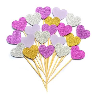 China Colorful Heart Shaped Festival Cake Toppers Birthday Wedding Cake Decoration for sale