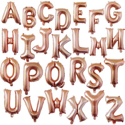 China Toy Fashion Rose Gold Color promotional 16 32 40 inch letter foil balloons for party decoration for sale