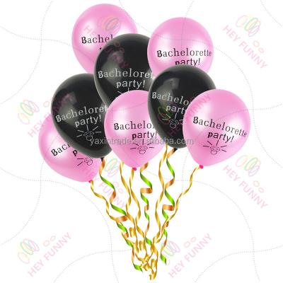 China Toy Factory Wholesale Black Pink Promotional Bachelor Party Latex Balloon for Wedding Prop for sale