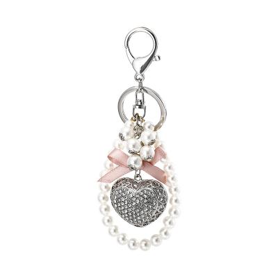 China Bag Fashion Heart Shape Key Chain Dangling Key Chain Crystal Cute Rhinestone Charms Small Keychain Gift For Birthday for sale