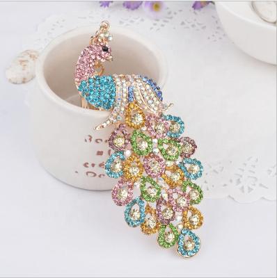 China Fashion Key Rhinestone Promotional Metal Crystal Peacock Shape Holder Chain for sale