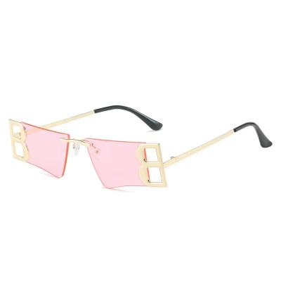 China Fashion sunglasses shape women man sunglasses brand design high quality classic metal rimless sunglasses for sale