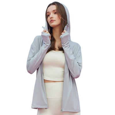 China Lulu Breathable New 2023 Spring Ice Sense Sunscreen And Summer Sports Launch Coat Long Sleeve Outdoor Loose Coat Fitness Top Clothes for sale