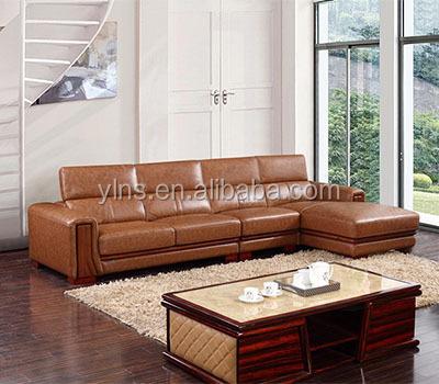 China Classical Design 5 seater Sectional Sofa Classical PU violino vintage leather corner sofa for sale