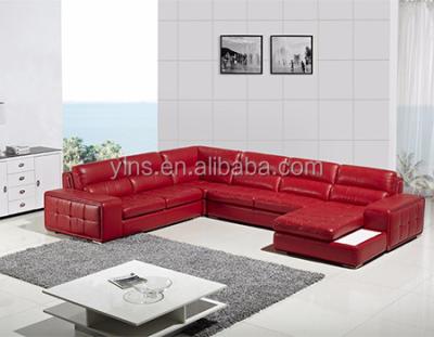 China Table panel modern design PU living room red leather microfiber 7 seater sofa set for sale