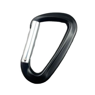 China Evrywhere Wholesale Customized 3.15 Inch Rock Climbing Long Lock Fitted Black D Shaped Carabiner Key Chain for sale