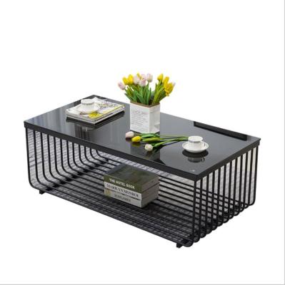 China Convertible 120 cm and 60 cm black FRP industrial coffee tables with metal storage shelf for living room bedroom for sale