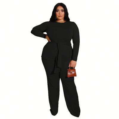 China Plus Size Womens Clothing 2 Pieces Set Fashion Pure Color Plus Size Womens Falls Clothing for sale