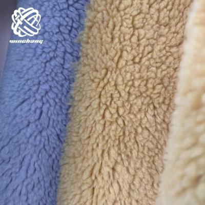 China Upholstery 80% 20% Recycled Polyester Wool Auto Blend Sherpa Shear Fabric Teddy Fur Cloth Use For Clothes for sale