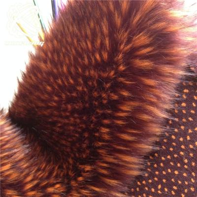 China Wholesale High Quality Auto Jacquard Upholstery Factory Red Tip Dyed Luxury Long Pile Soft Faux Fur Fabrics Custom Made for sale