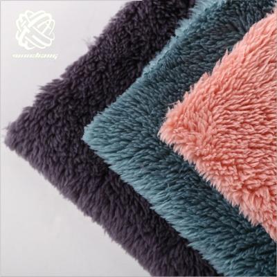 China 2021 New Double Side Auto Upholstery Wholesale Price Faux Fur Fabric Polyester Faux Lamb Fur 100% Wool Fabric for sale