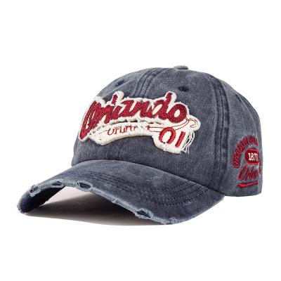 China Wholesale JOINT Orlando Logo Hat Washed Cotton Caps Embroidered Baseball Caps For Men And Women for sale