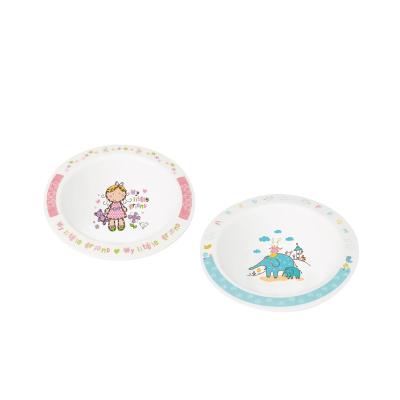 China BPA Free Plastic Dishes For Kids Bowl Maker Custom Logo Unique BPA Free PP Feeding Dish Two Color Baby Suction Dish Free for sale