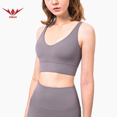 China Breathable OEM Logo Training Racerback Fitness Crop Top Gym High Print Padded Yoga Sports Bra Wholesale for sale