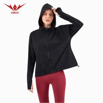 China Breathable Color Women Coat Tops Newest Design Sportswear Female Long Hoodie Yoga Hat Zippers And Sleeve Tops for sale