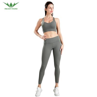 China Breathable Two Piece Sets Tights Woman Wear Sport Clothing Set Sexy Yoga Leggings With Custom Logo for sale