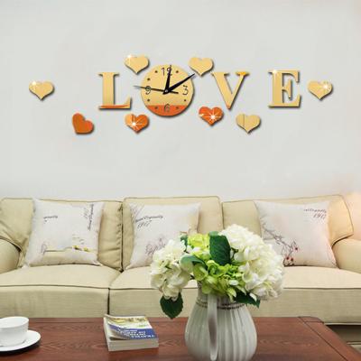 China Antique style selling household acrylic punch supplies living room bedroom background wall mirror free wall clock for sale