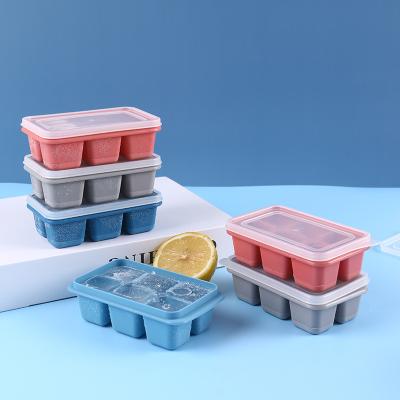 China Simple Household Japanese Style 6 Grid Food Grade Ice Cube Mold With Lid for sale