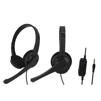 China Headband Business Phone Two Ear Silencing Earphone Call Center Headset Cable Microphone for sale