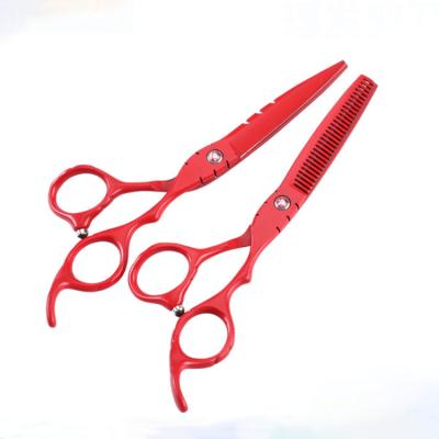 China Scissors Beauty Hair Thinning Scissors Set Professional Hair Cutting Shears Thinning Barber Scissors Red for sale