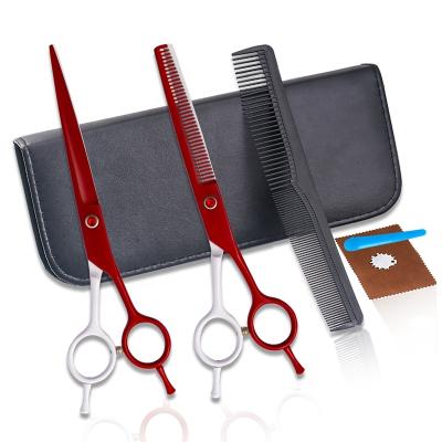 China 7 Inch Dog Scissors Thinning Scissors Set Pet Grooming Barber Scissors Hair Cutting Scissors Set for sale