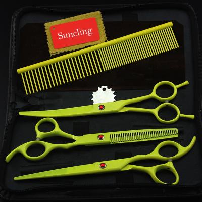 China Thinning Scissors Yellow 7.0 Inch Japan Stainless Steel Salon Cutting Barber Hairdressing Scissors Hair for sale