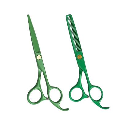 China 5.5 Inch Green Stainless Steel Professional Japanese Barber Scissors Hair Thinning Scissors for sale