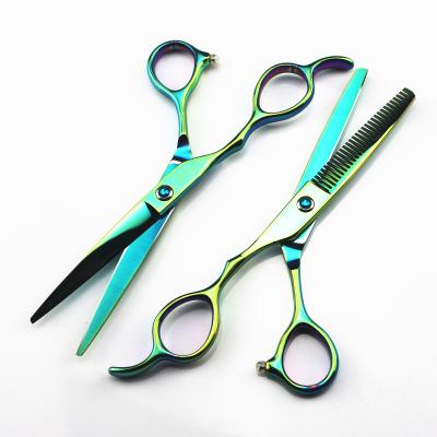 China 6.0 Inch Green Left Handed Cut Thinning Scissors Thinning Tip Hair Blunt Scissors With Diamond Screw for sale