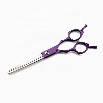 China Thinning Scissors 6.5 Inch Dog Hair Groomer Thinning Scissors 440c 9cr13 Stainless Chinese Straight Purple Shear for sale