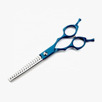 China Thinning Scissors 440c Chinese Grade 6.5 Inch Groomer Hair Straight Blue Straight Shear Stainless Steel Hair Thinning Scissors for sale