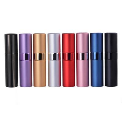 China Household Products 8ML Rotate Round Metal Aluminum Fine Refillable Easy Carry Travel Set Mist Spray Atomizer Bottle for sale