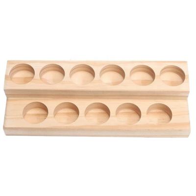 China Stored 11 holes in two layers pine wood showbox storage box container for 15ML essential oil bottle for sale