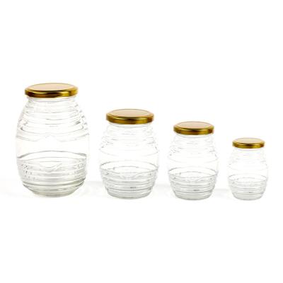 China Factory 100ML 250ML 500ML 1000ML Iron Clear Lid Hexagonal Glass Bird's Nest Bottle Sealed Thickened Honey Bottle for sale