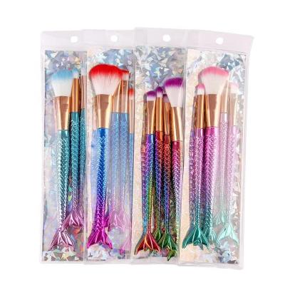 China Skin Friendly Mermaid 4pcs Brush Fishtail Best Selling Cosmetic Makeup Brushes Brochas De Maquillaje for sale