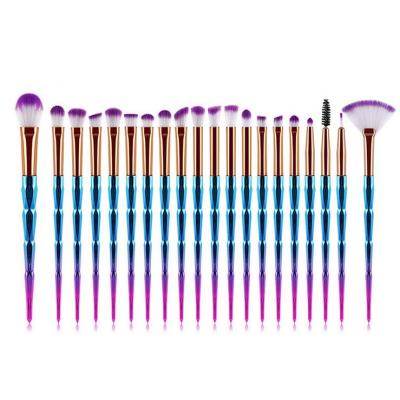 China Skin Friendly Rainbow Eye Makeup Set Brush Diamond Handle 20PCS Cosmetic Blending Eyeshadow Make Up Brushes for sale