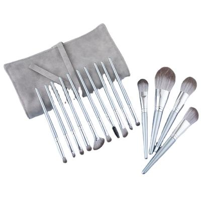 China 14 Pcs Skin Friendly Baby Blue Big Face Beginner Cosmetic Powder Beauty Makeup Set Brush for sale