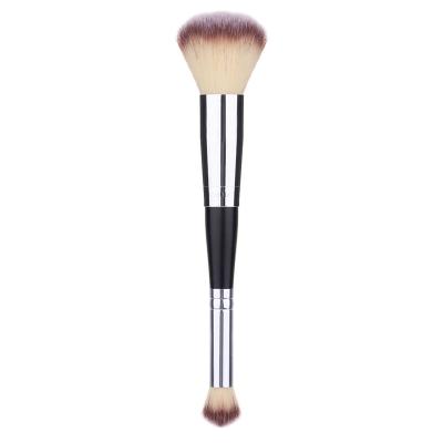 China Skin Friendly 2 Sided Fiber Double Make Up Brushes Double Ended Large Base Blush Makeup Brush for sale