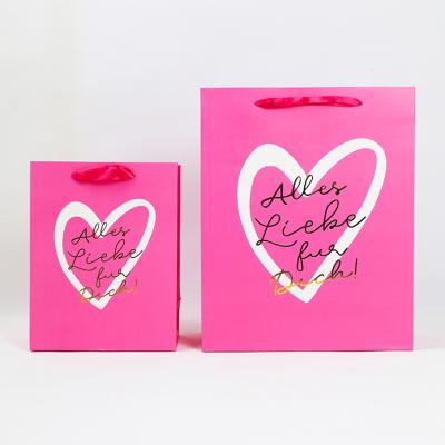 China Recyclable High End High Quality Pink Valentine's Day Gift Bag for sale