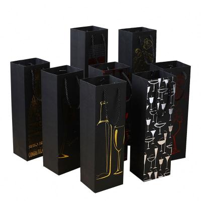 China Luxury Recyclable Custom Printed Gift Paper Wine Bag Recyclable for sale