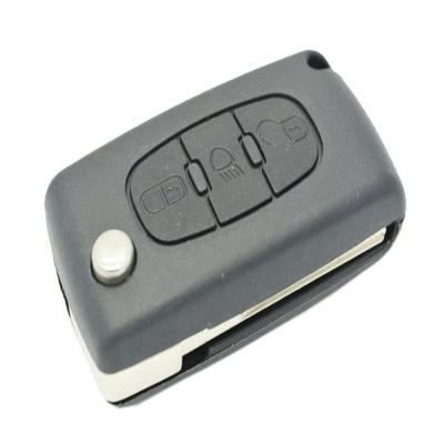 China Hot Sales Peugeot 407 Amazone Top Flip 3 Button Transponder Car Key Remote Control Shell For Peugeot 407 for sale