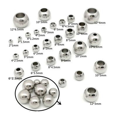 China Stainless Steel Round Seamless Loose Findings Solid Spacer Beads DIY For Jewelry Making 1mm To 14mm for sale