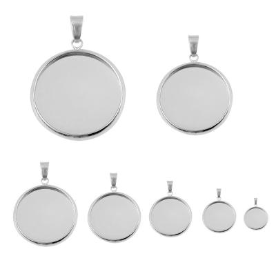 China Stainless Steel Round Blank Framing Trays Pendant Cabochon Settings For Jewelry Making for sale