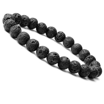 China Fashionable Women's Yoga Natural Stone Agate 8mm Lava Rock Diffuser Men's Elastic Bracelet Bead Bangle Bracelet Jewelry for sale