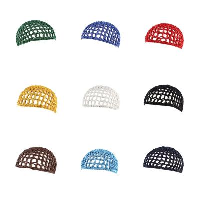 China Beautiful Fixed Head Net Crochet Head Cover Accessories Sleep Colorful Headwear Women Short Hair Snood Cover Handmade Hat for sale