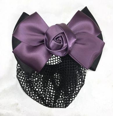 China Hair Decoration Women Hair Bun Cover Net Snood Hair Net Bowknot Decor Barrette Hair Clip Bow Lace Flower Hair Accessories for sale