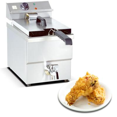 China Frying Chicken Stainless Steel Electric Countertop Deep Fryer With Pot Basket And Tap Commercial French Fries Chicken Potato Chips for sale