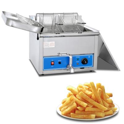 China Hot Selling High Quality Countertop Stainless Steel Frying Chicken Gas Tank Fried Chicken Slices Gas Fryer Two Baskets for sale