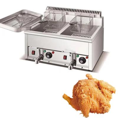 China Oven Electric Commercial Deep Frying Chicken Cylinder Stainless Steel French Fries Double Natural Gas Deep Fryer for sale