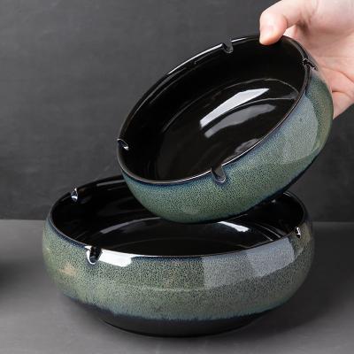 China Eco - Friendly Wholesale Custom Printed Round Ceramic Ashtray Portable Smoke Ashtray for sale