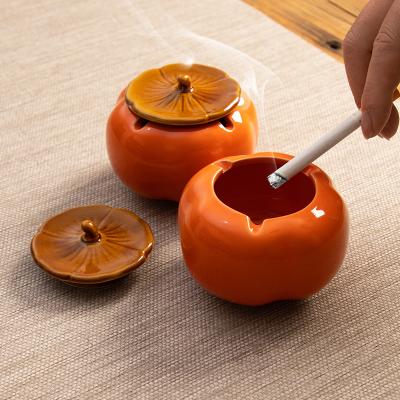 China Custom Made Ceramic Ashtray Persimmon Cigar Smoking Accessories Porcelain Smoking Accessories For Cigarettes Indoor Outdoor Ash Tray for sale